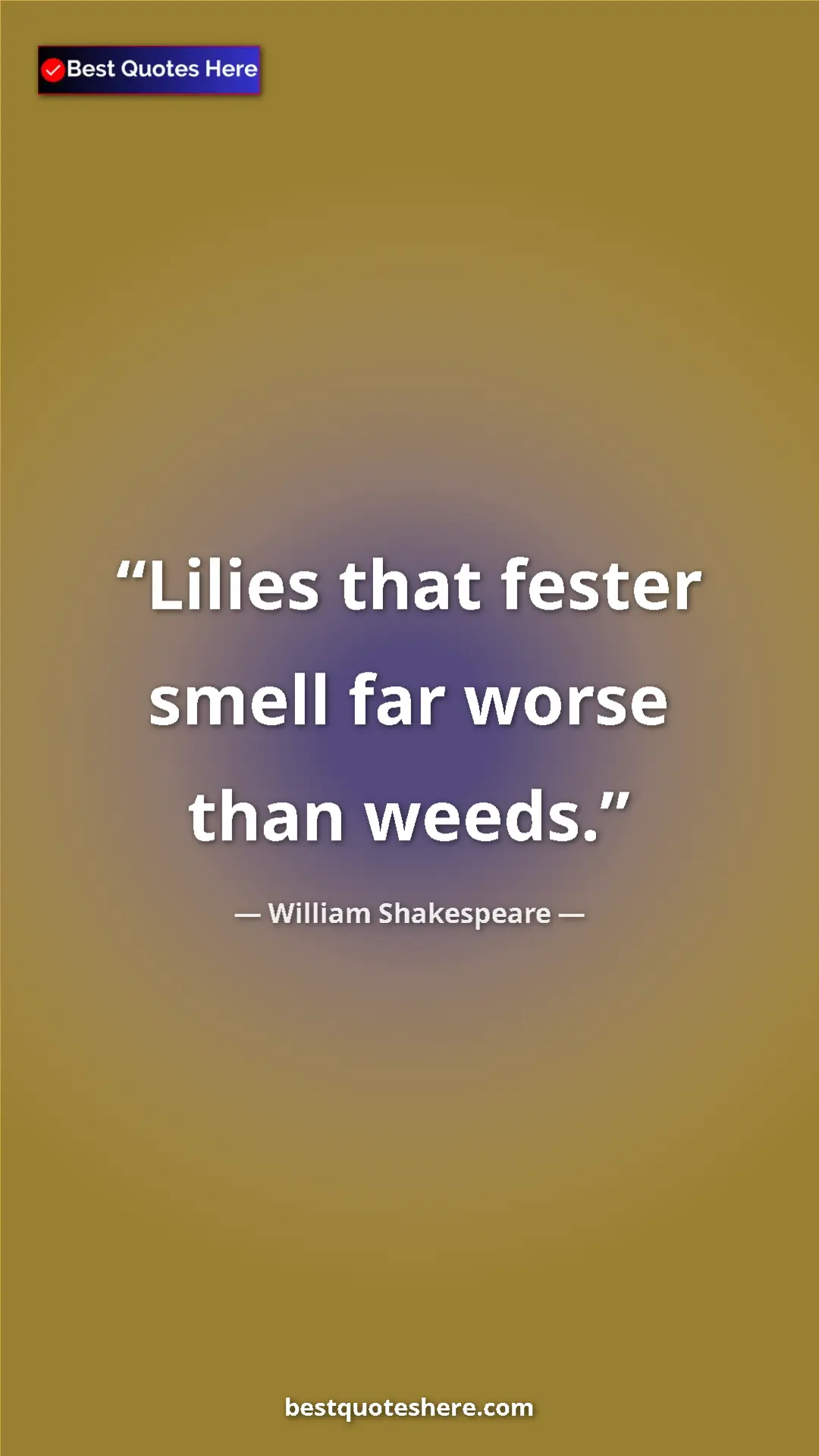 Pinterest quote poster by William Shakespeare: "Lilies that fester smell far worse than weeds."