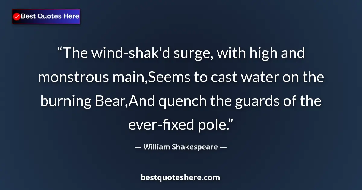 Quote by William Shakespeare: The wind-shak'd surge, with high and monstrous main,Seems to cast water on the burning Bear,And quen...