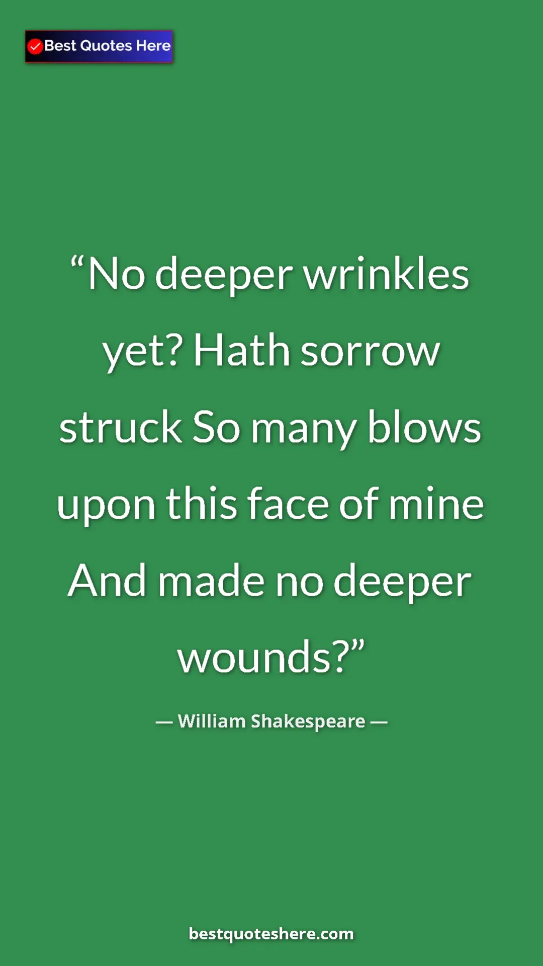 Pinterest quote poster by William Shakespeare: "No deeper wrinkles yet? Hath sorrow struck So many blows..."