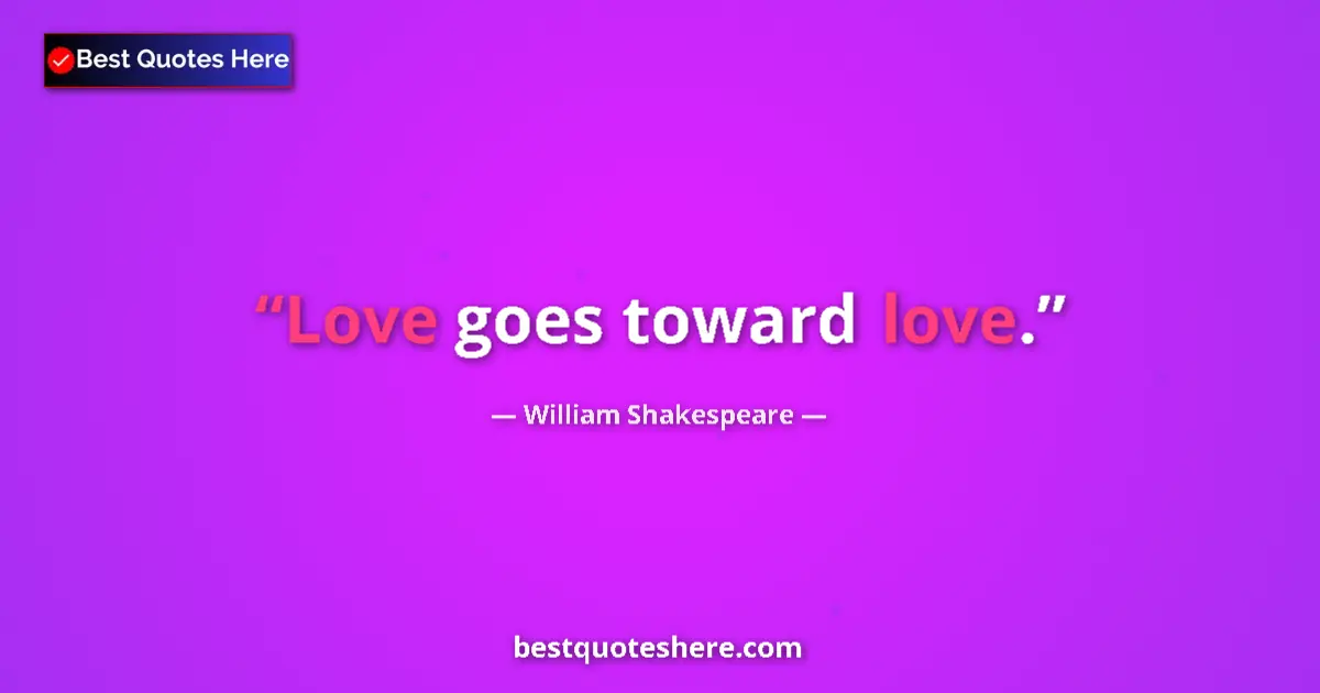 Image for the quote by William Shakespeare: Love goes toward love....