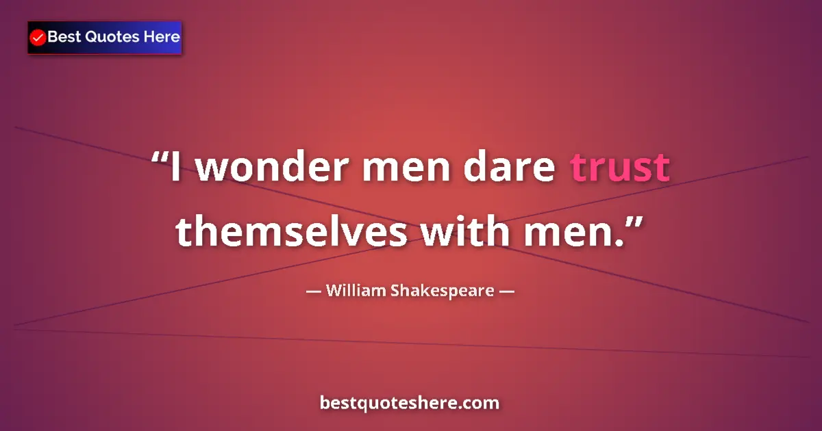 Quote by William Shakespeare: I wonder men dare trust themselves with men....