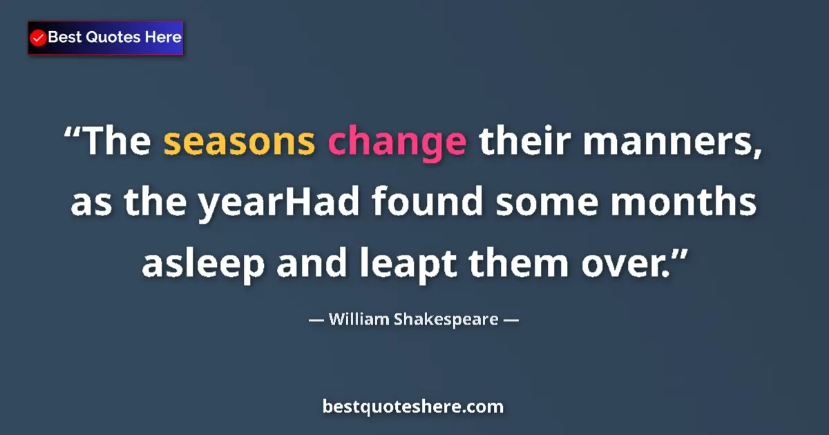 Quote by William Shakespeare: The seasons change their manners, as the yearHad found some months asleep and leapt them over....