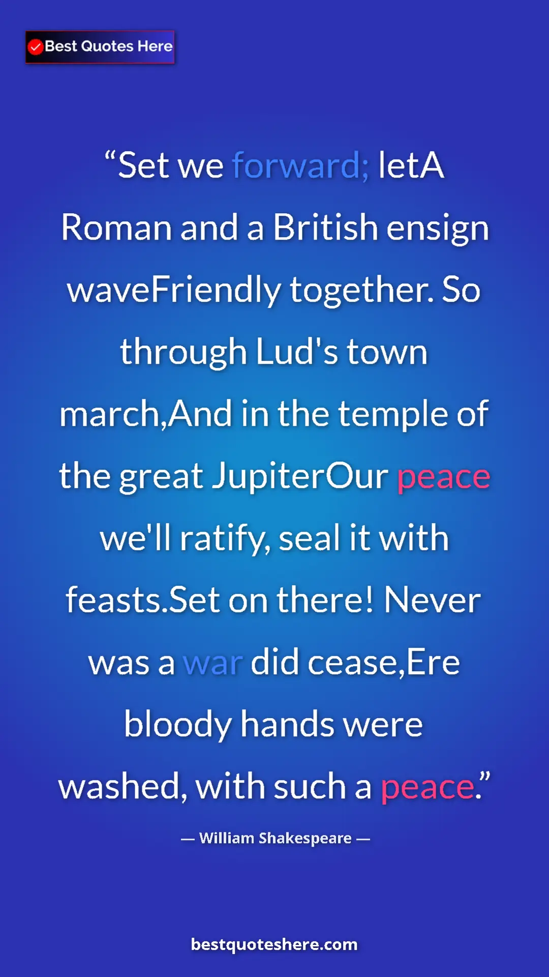William Shakespeare Quote Card: "Set we forward; letA Roman and a British ensign..." Pinterest quote poster by William Shakespeare: "Set we forward; letA Roman and a British ensign..."