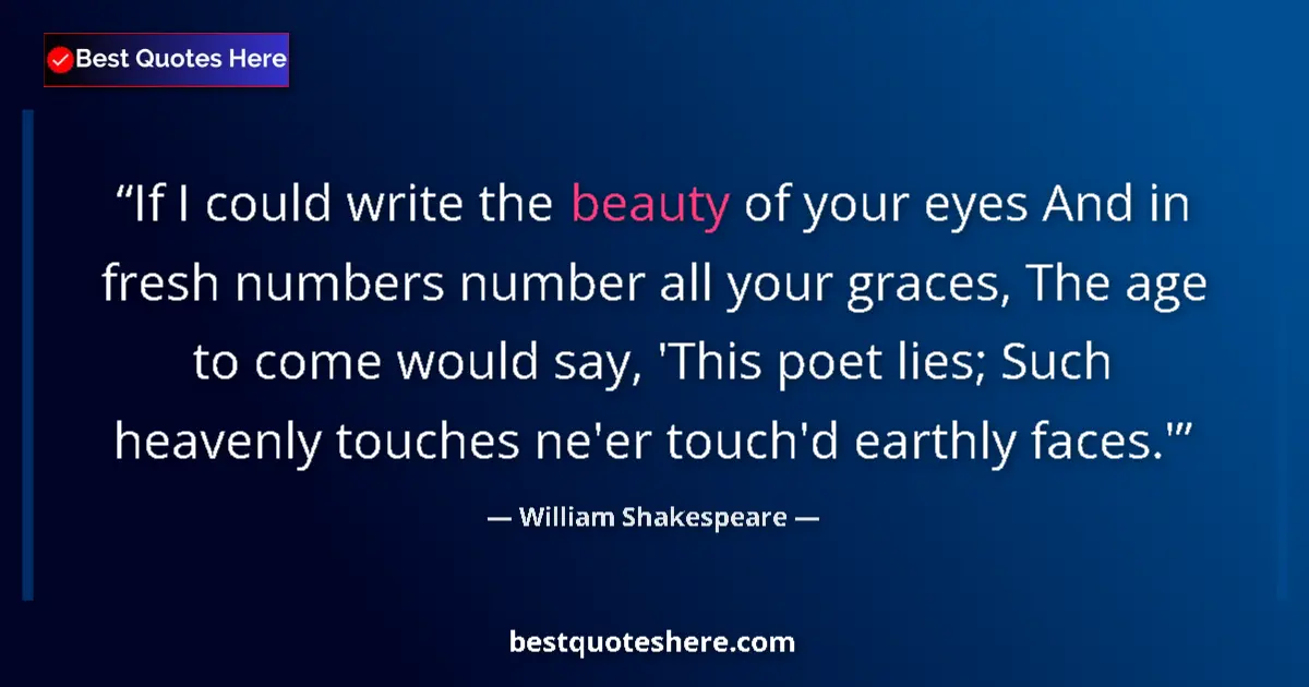 Quote by William Shakespeare: If I could write the beauty of your eyes And in fresh numbers number all your graces, The age to com...