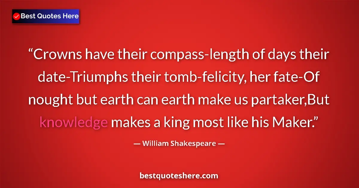 William Shakespeare quote: "Crowns have their compass-length of days their..."