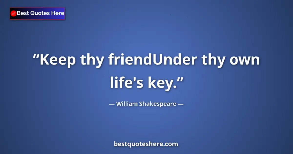 Quote by William Shakespeare: Keep thy friendUnder thy own life's key....
