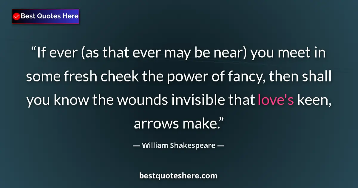 Quote by William Shakespeare: If ever (as that ever may be near) you meet in some fresh cheek the power of fancy, then shall you k...