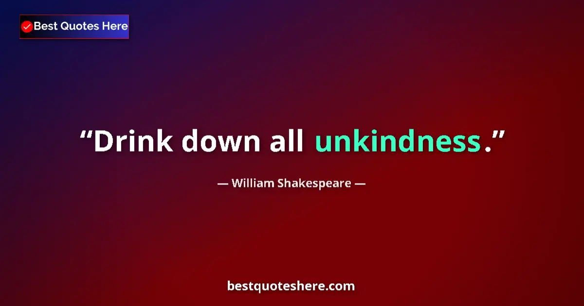 Quote by William Shakespeare: Drink down all unkindness.