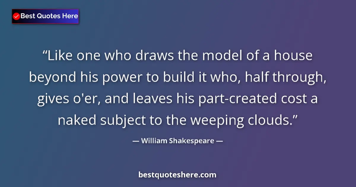 Quote by William Shakespeare: Like one who draws the model of a house beyond his