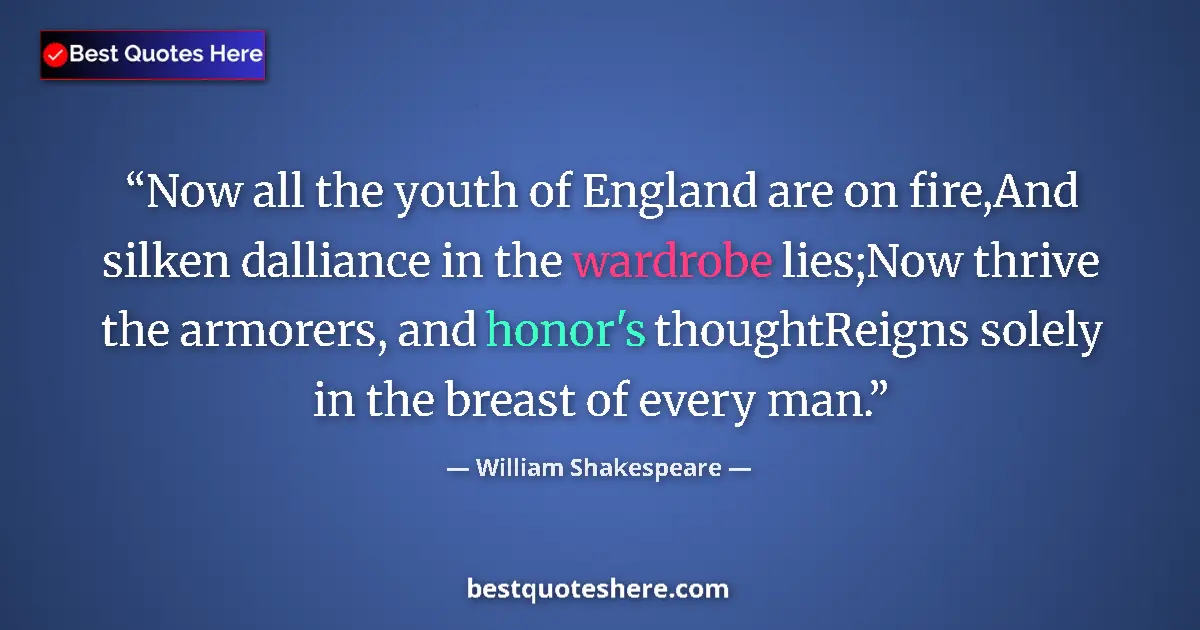 Quote by William Shakespeare: Now all the youth of England are on fire,And silke