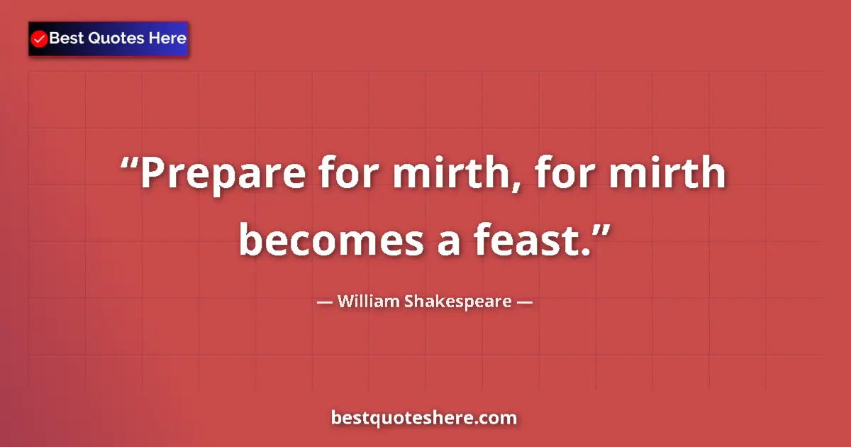 Quote by William Shakespeare: Prepare for mirth, for mirth becomes a feast....