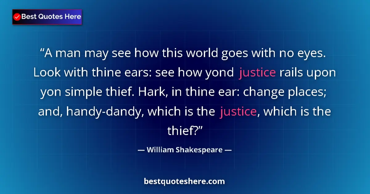 William Shakespeare quote: "A man may see how this world goes with no eyes. Look with..."