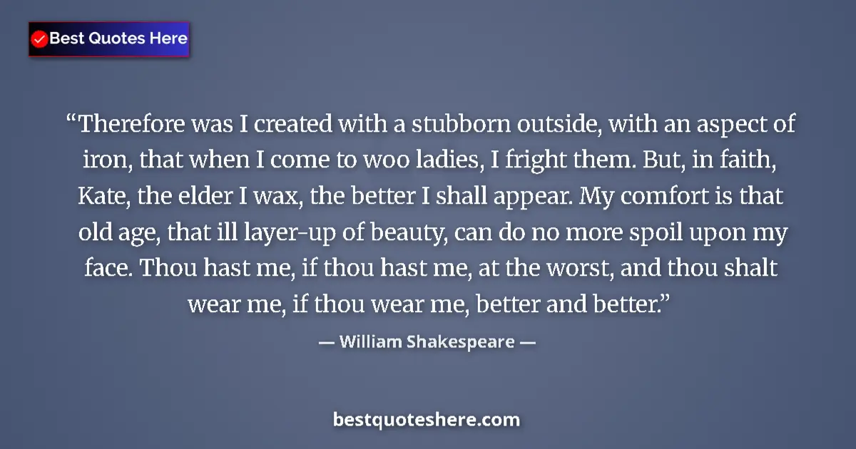 Quote by William Shakespeare: Therefore was I created with a stubborn outside, w
