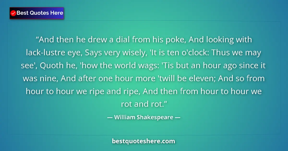 Quote by William Shakespeare: And then he drew a dial from his poke, And looking