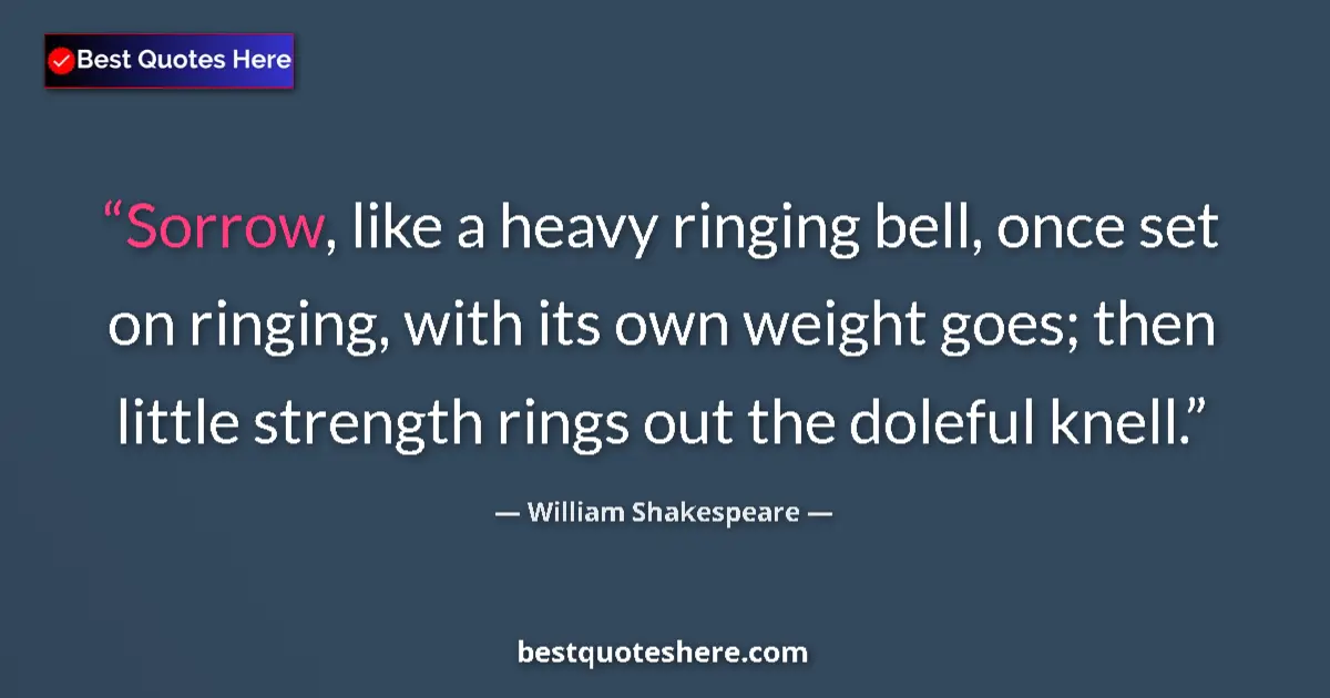 Quote by William Shakespeare: Sorrow, like a heavy ringing bell, once set on rin