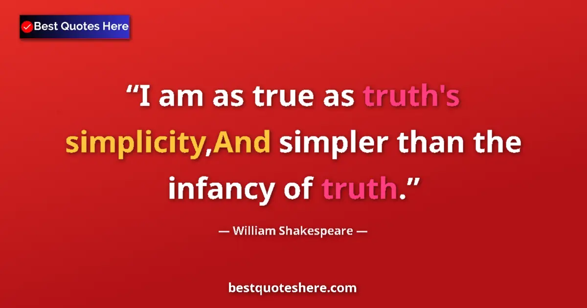 Quote by William Shakespeare: I am as true as truth's simplicity,And simpler tha