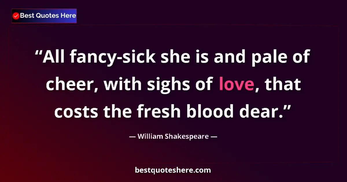 William Shakespeare quote: "All fancy-sick she is and pale of cheer, with sighs of..."