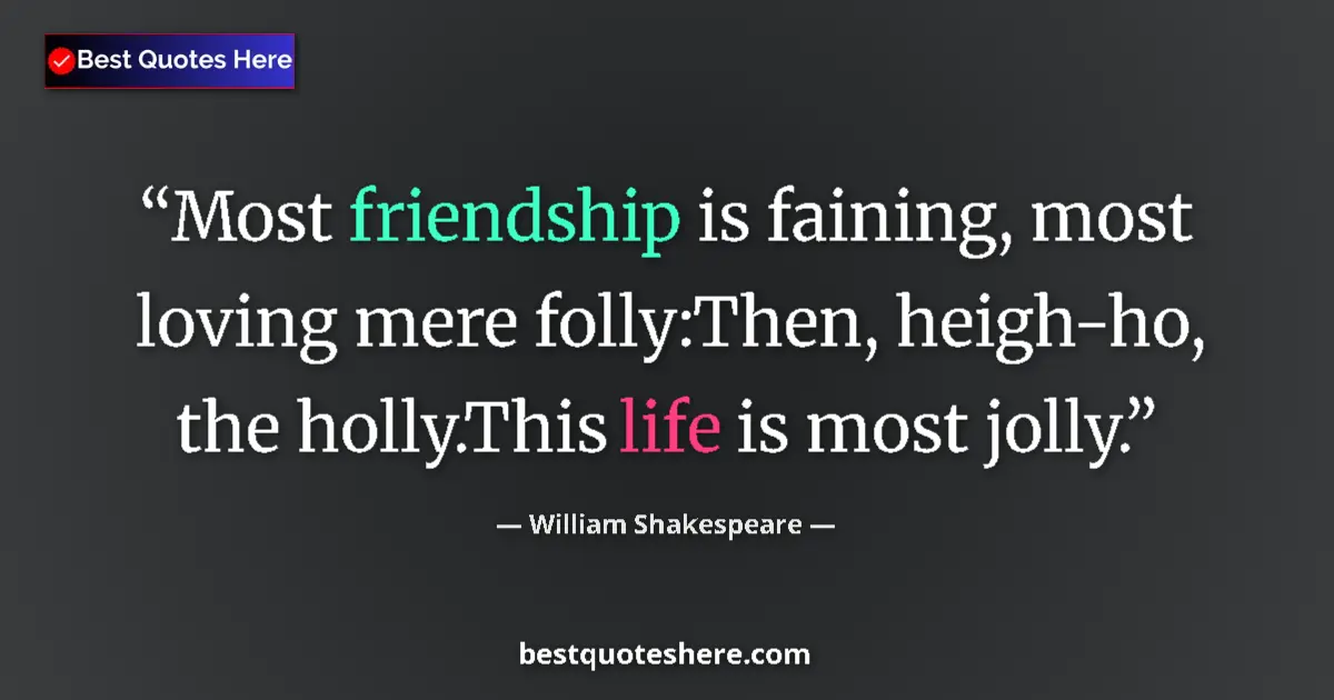 Quote by William Shakespeare: Most friendship is faining, most loving mere folly