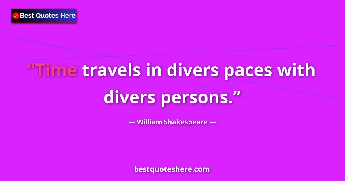 William Shakespeare quote: "Time travels in divers paces with divers persons."