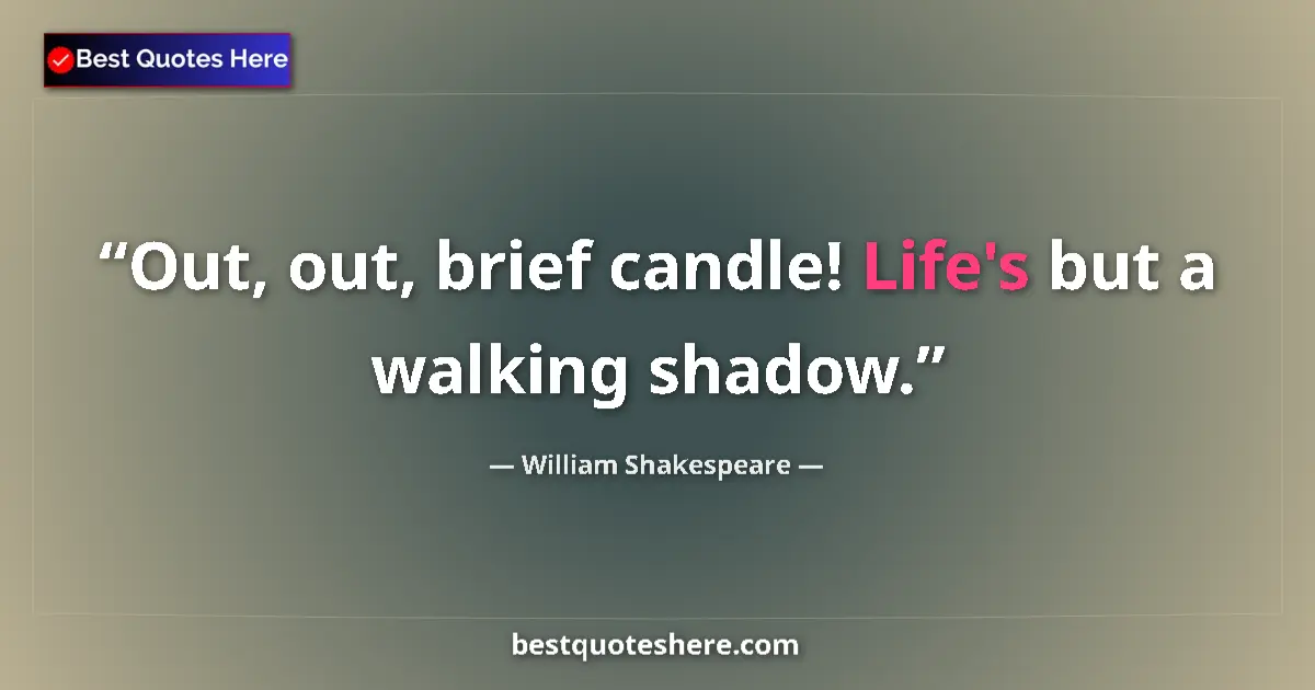 Quote by William Shakespeare: Out, out, brief candle! Life's but a walking shadow....