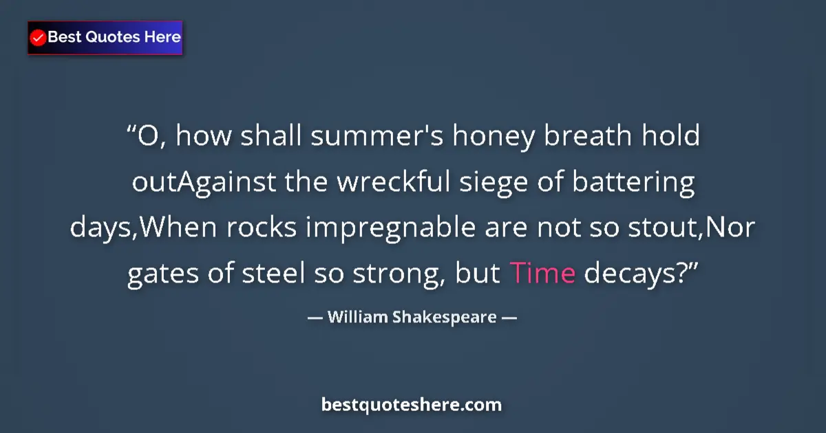 Quote by William Shakespeare: O, how shall summer's honey breath hold outAgainst