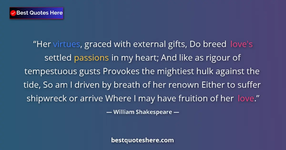 Quote by William Shakespeare: Her virtues, graced with external gifts, Do breed 