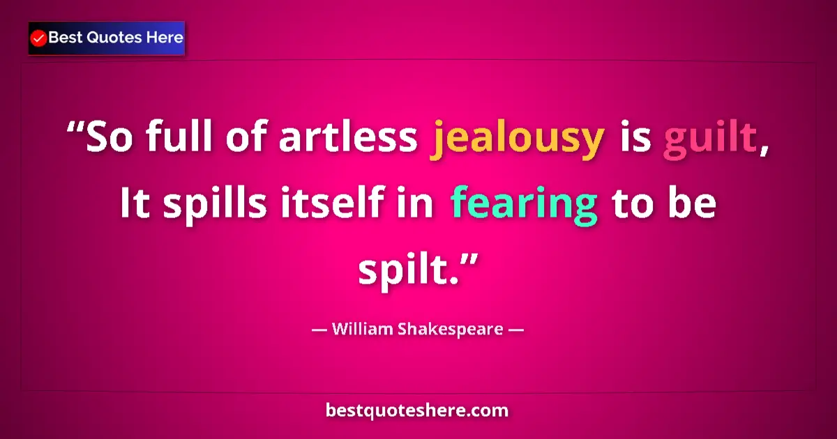 Quote by William Shakespeare: So full of artless jealousy is guilt, It spills itself in fearing to be spilt....