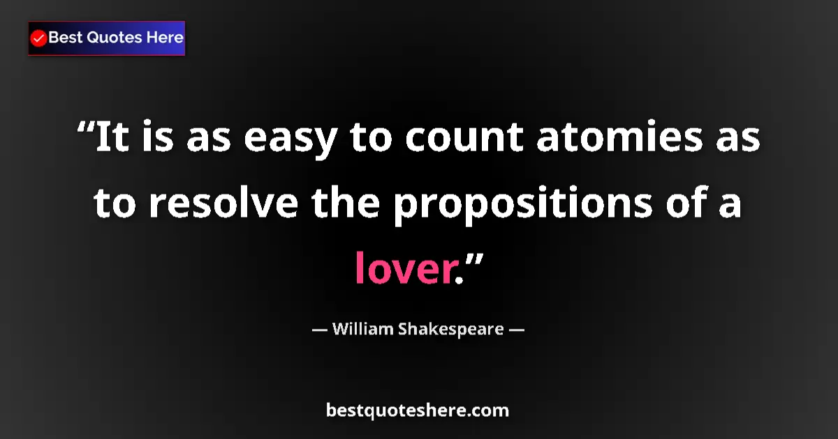 Quote by William Shakespeare: It is as easy to count atomies as to resolve the propositions of a lover....