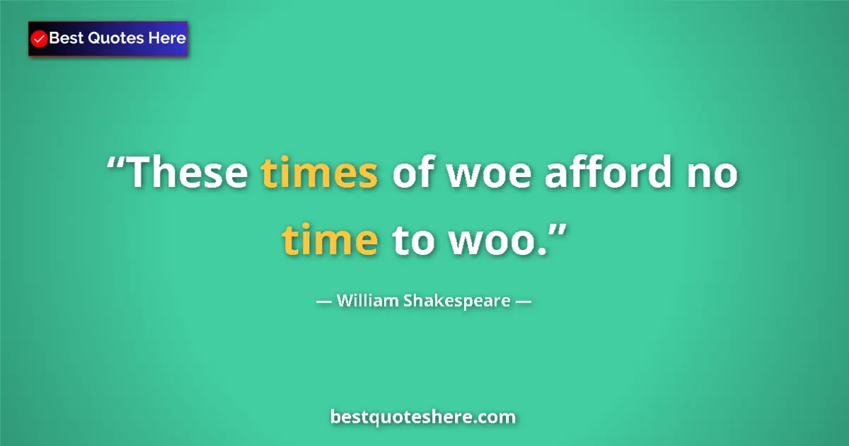 Quote by William Shakespeare: These times of woe afford no time to woo....