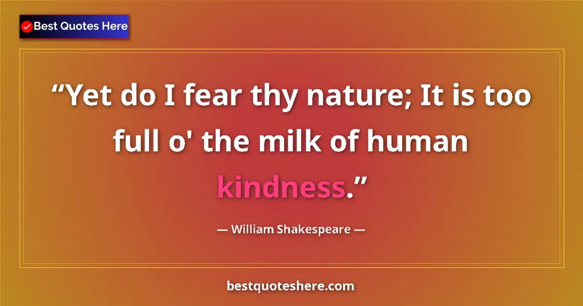 Quote by William Shakespeare: Yet do I fear thy nature; It is too full o' the mi