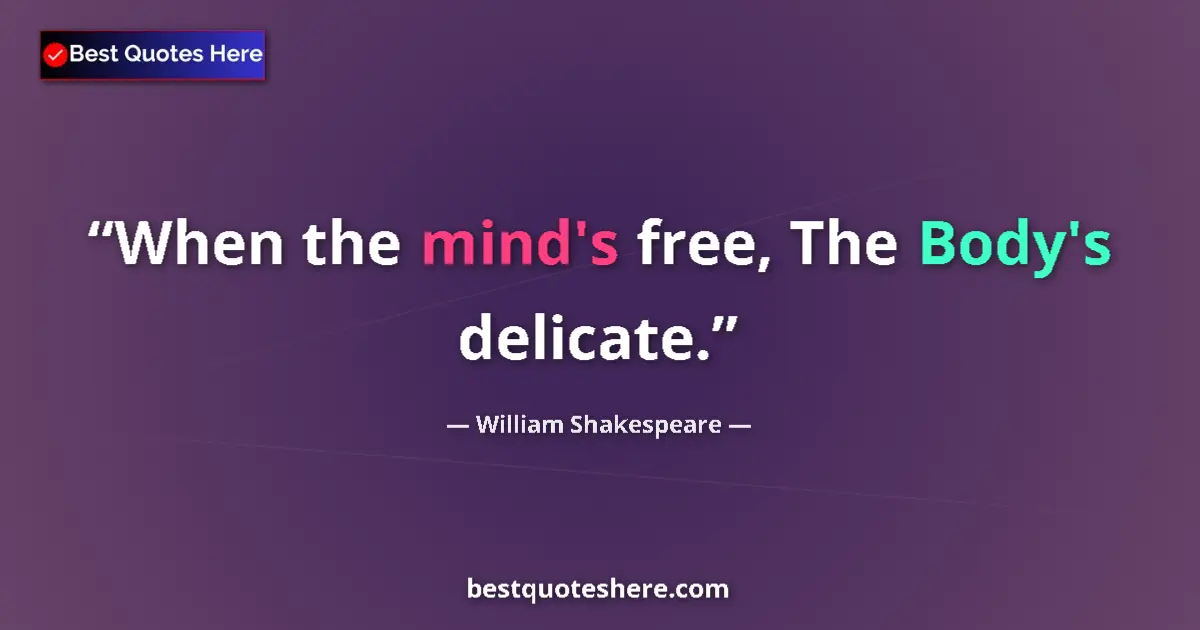 Quote by William Shakespeare: When the mind's free, The Body's delicate.