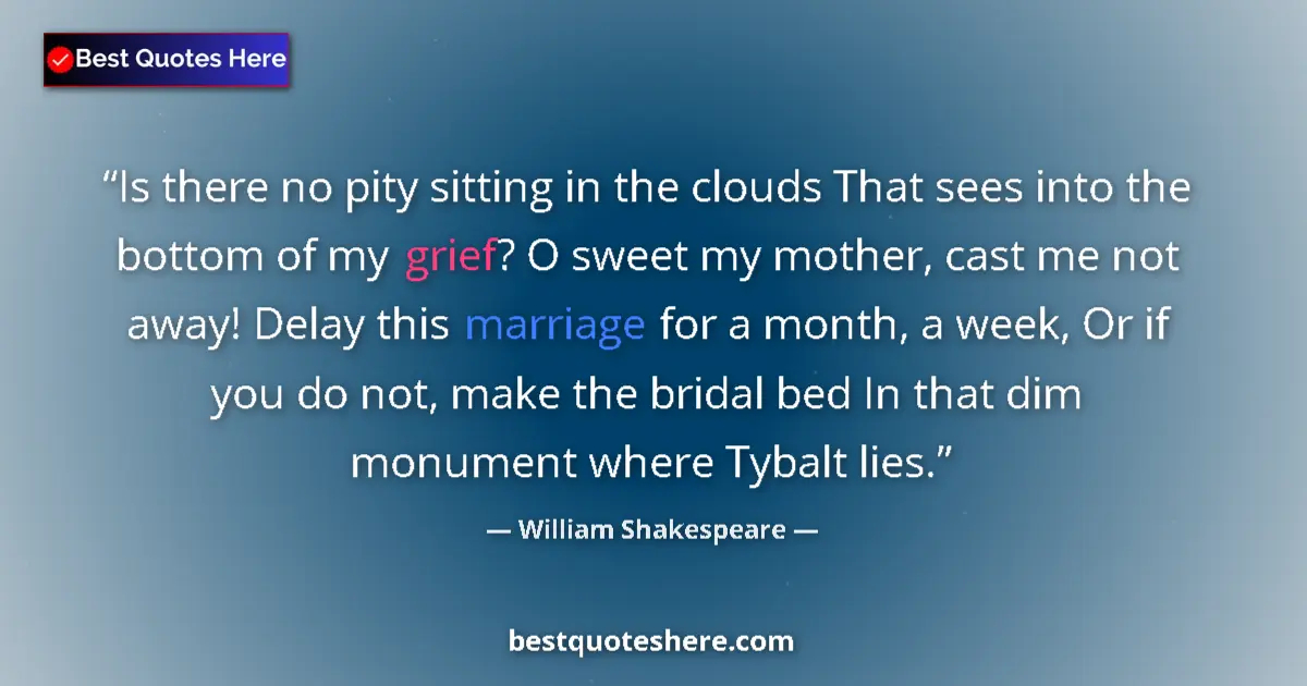 Quote by William Shakespeare: Is there no pity sitting in the clouds That sees into the bottom of my grief? O sweet my mother, cas...