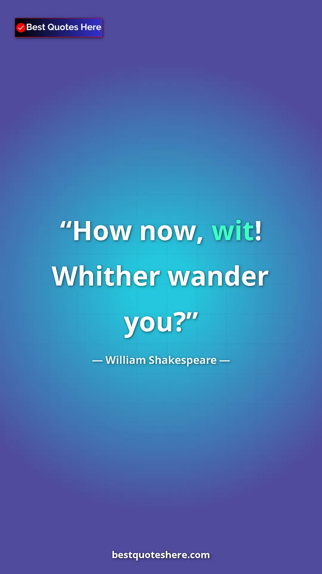 Pinterest quote poster by William Shakespeare: "How now, wit! Whither wander you?"