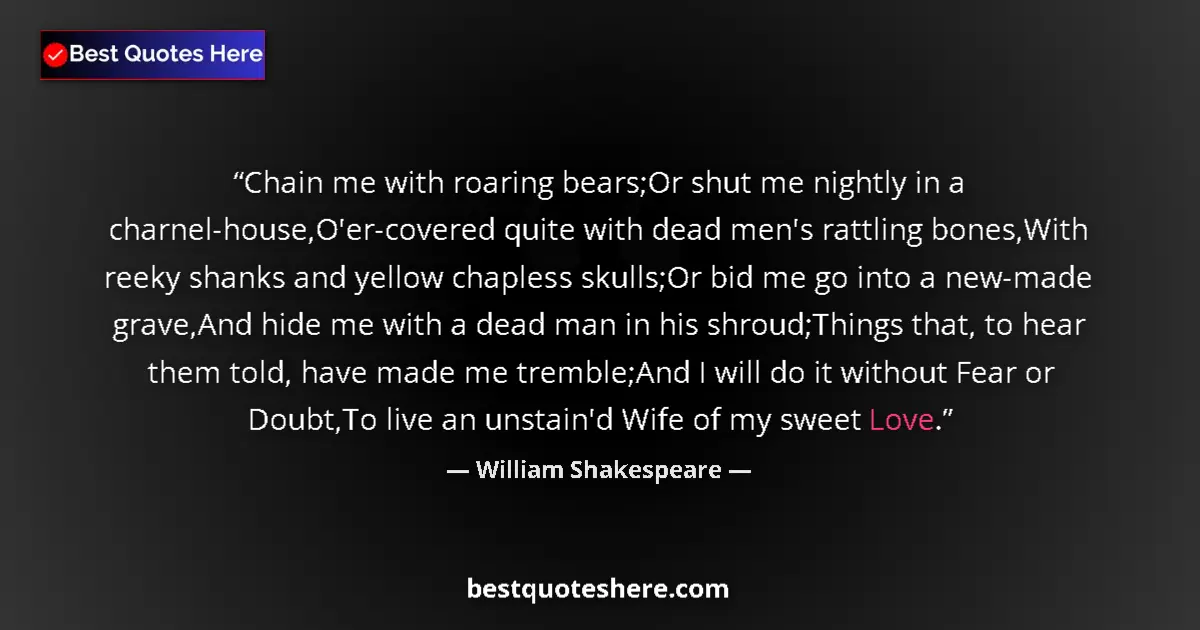 Quote by William Shakespeare: Chain me with roaring bears;Or shut me nightly in a charnel-house,O'er-covered quite with dead men's...
