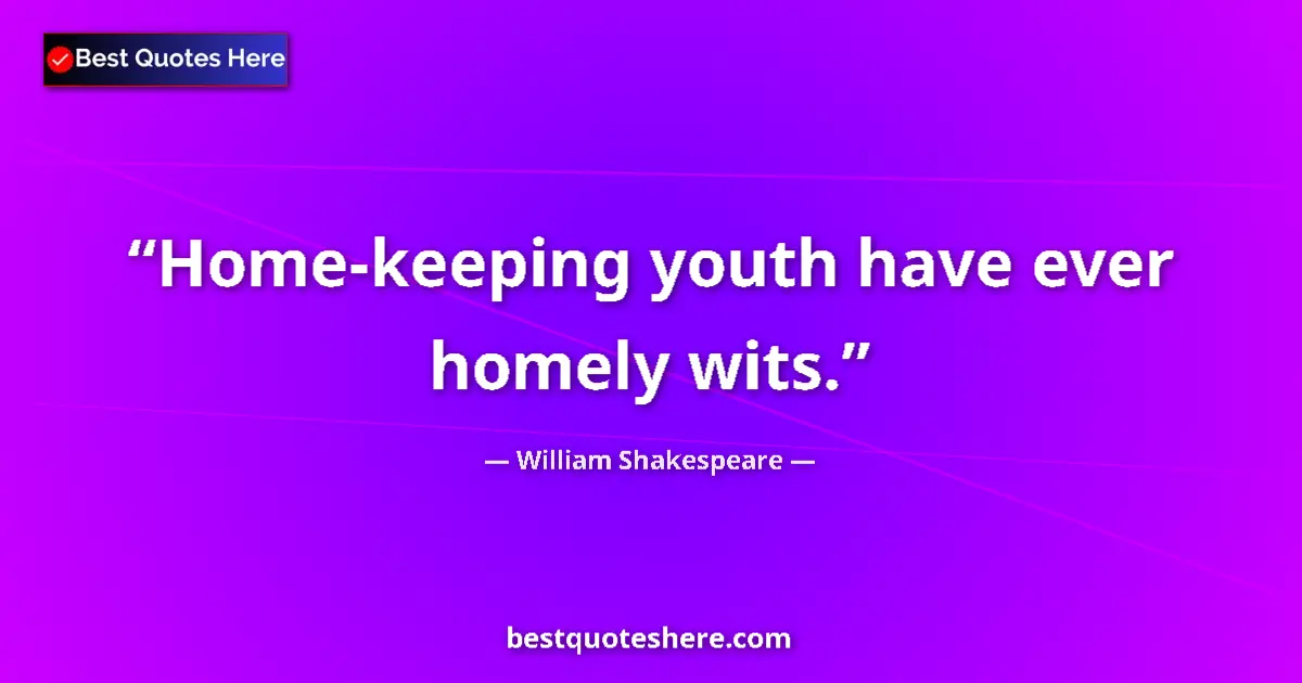 Quote by William Shakespeare: Home-keeping youth have ever homely wits.