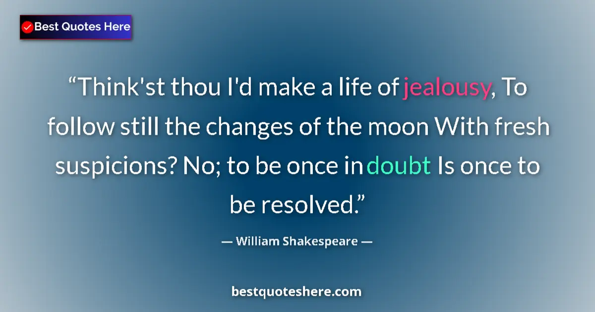 Quote by William Shakespeare: Think'st thou I'd make a life of jealousy, To foll
