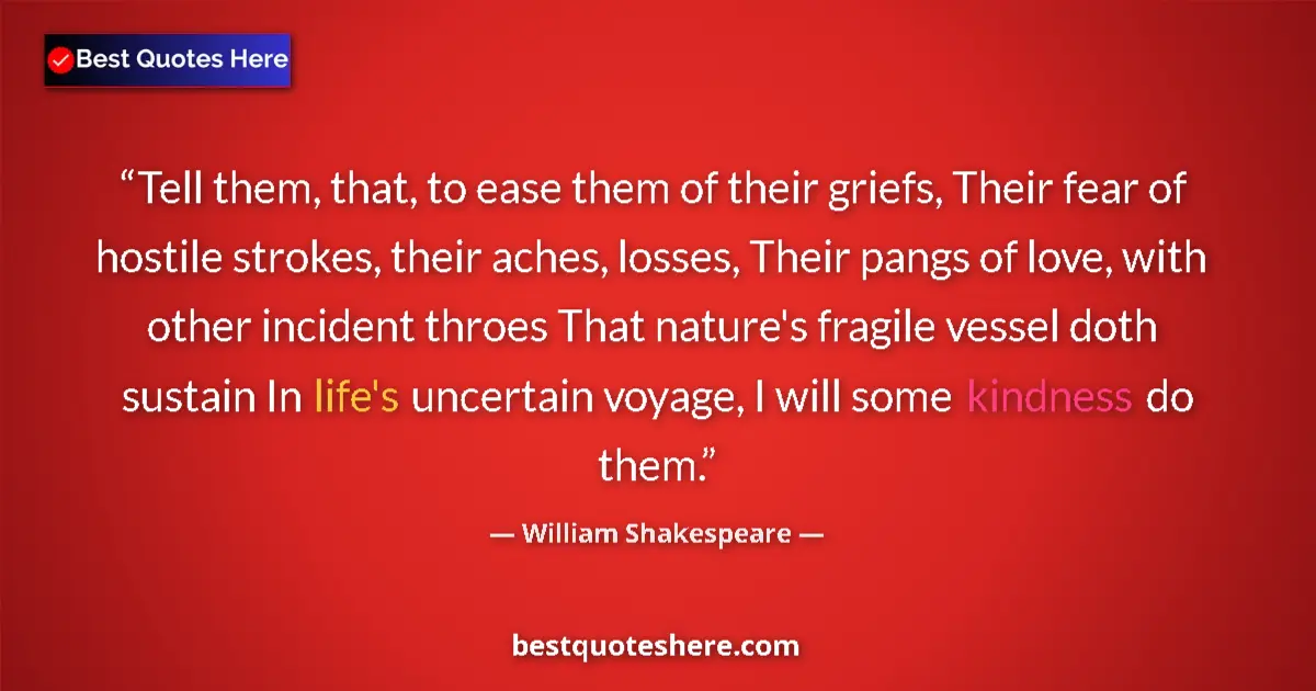 Quote by William Shakespeare: Tell them, that, to ease them of their griefs, The