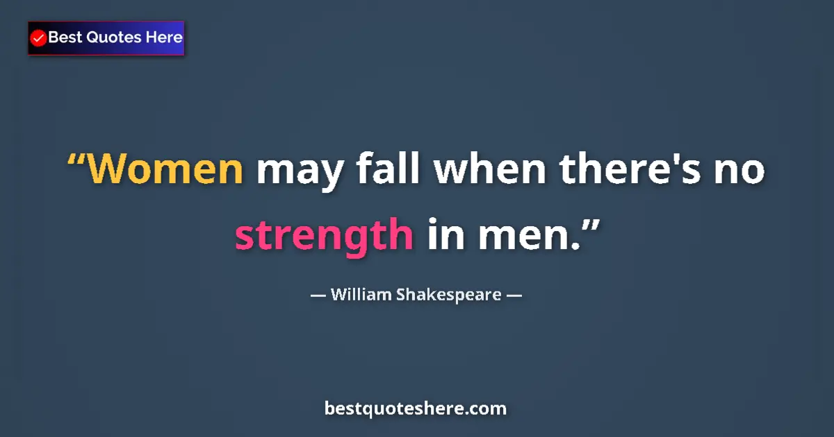 Quote by William Shakespeare: Women may fall when there's no strength in men.