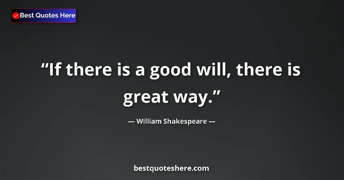 Quote by William Shakespeare: If there is a good will, there is great way.