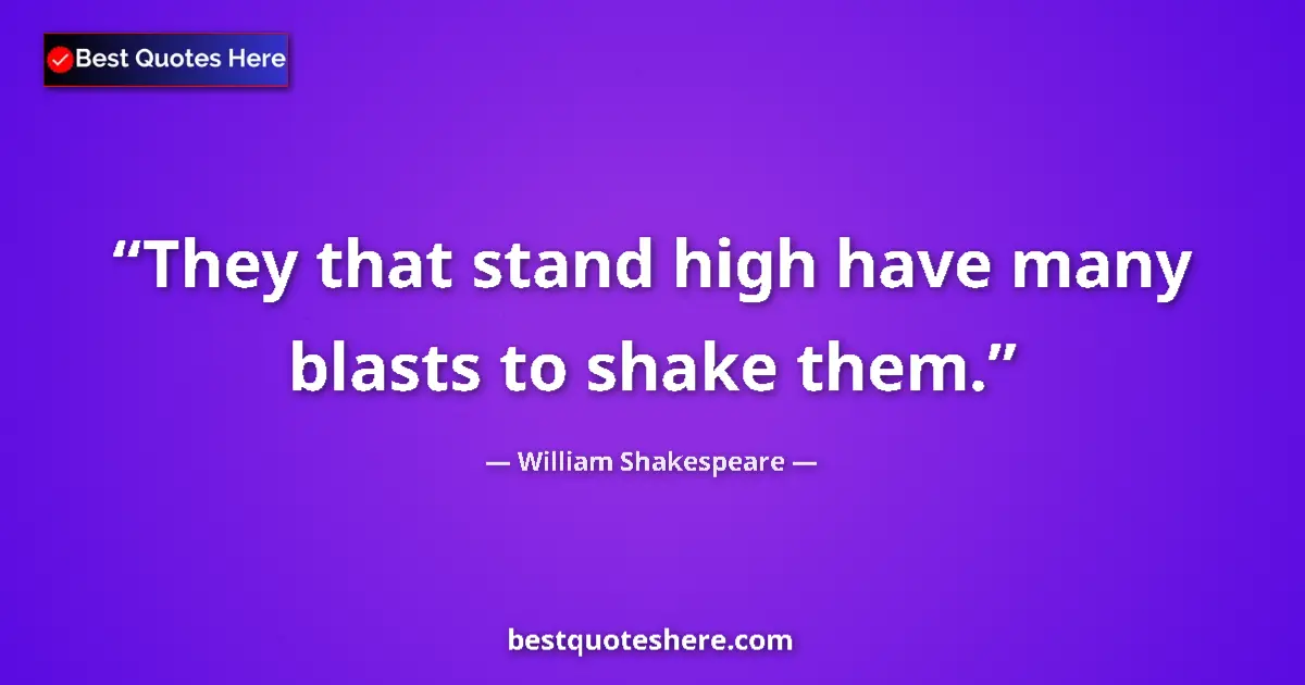 Quote by William Shakespeare: They that stand high have many blasts to shake them....