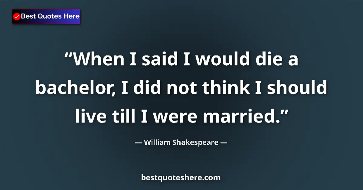 Quote by William Shakespeare: When I said I would die a bachelor, I did not thin
