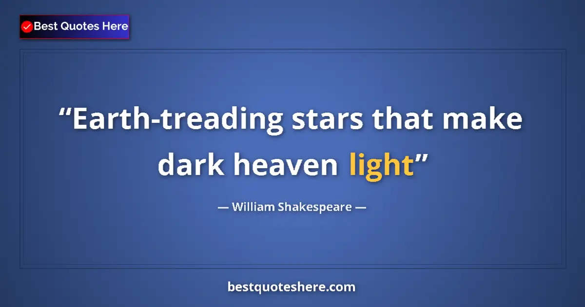 Quote by William Shakespeare: Earth-treading stars that make dark heaven light...