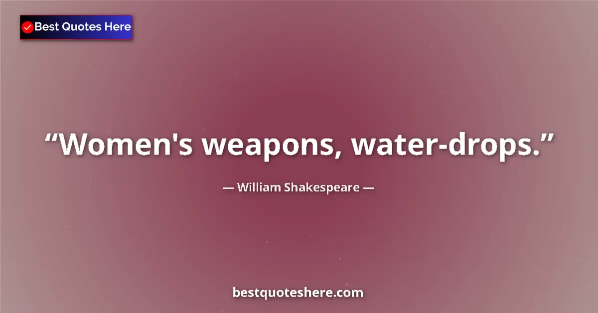 Quote by William Shakespeare: Women's weapons, water-drops....
