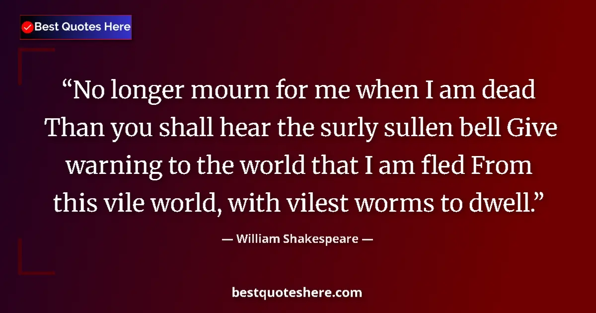 Quote by William Shakespeare: No longer mourn for me when I am dead Than you sha