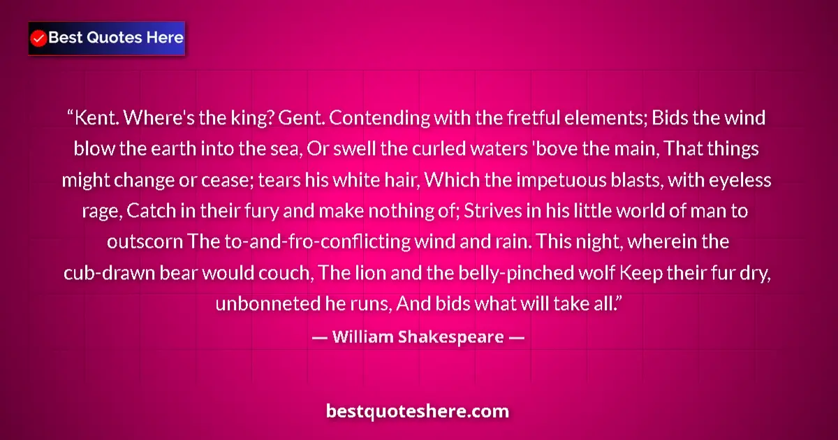 Quote by William Shakespeare: Kent. Where's the king? Gent. Contending with the