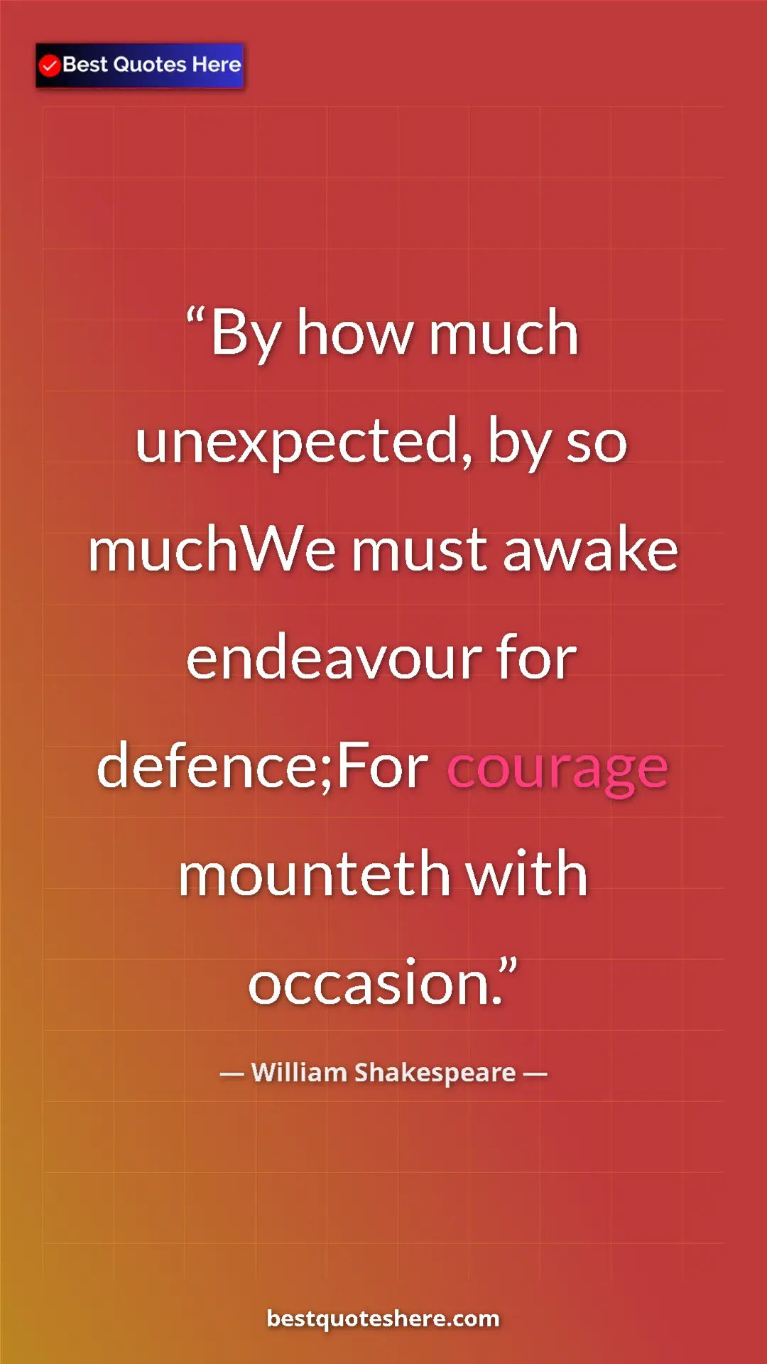 Pinterest quote poster by William Shakespeare: "By how much unexpected, by so muchWe must awake endeavour..."