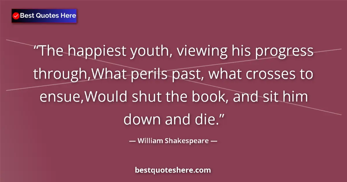 Quote by William Shakespeare: The happiest youth, viewing his progress through,W