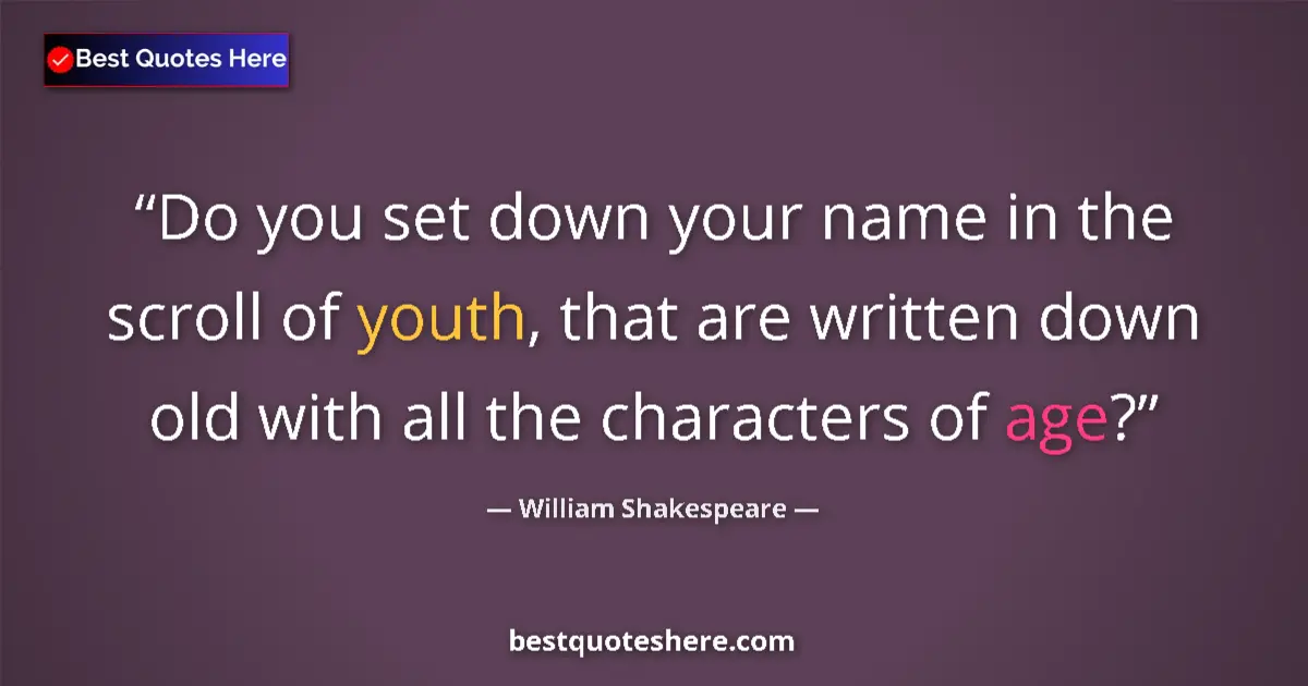 Quote by William Shakespeare: Do you set down your name in the scroll of youth, that are written down old with all the characters ...