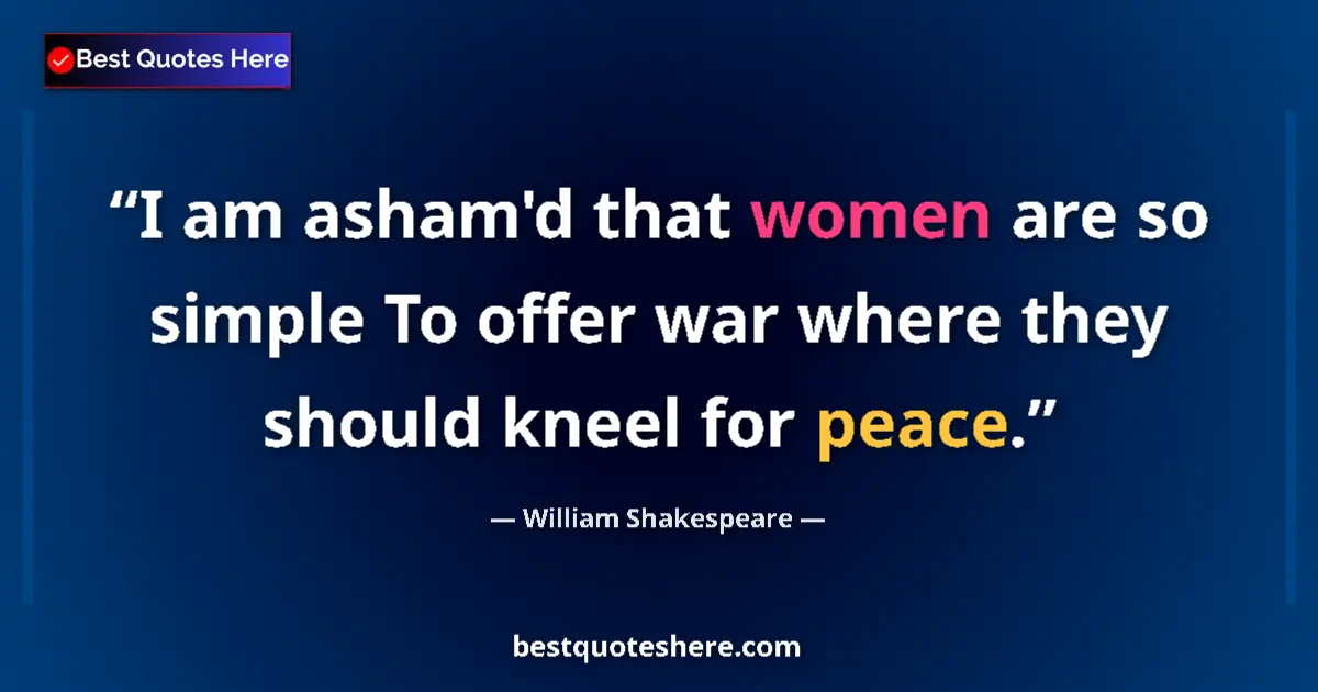 Quote by William Shakespeare: I am asham'd that women are so simple To offer war