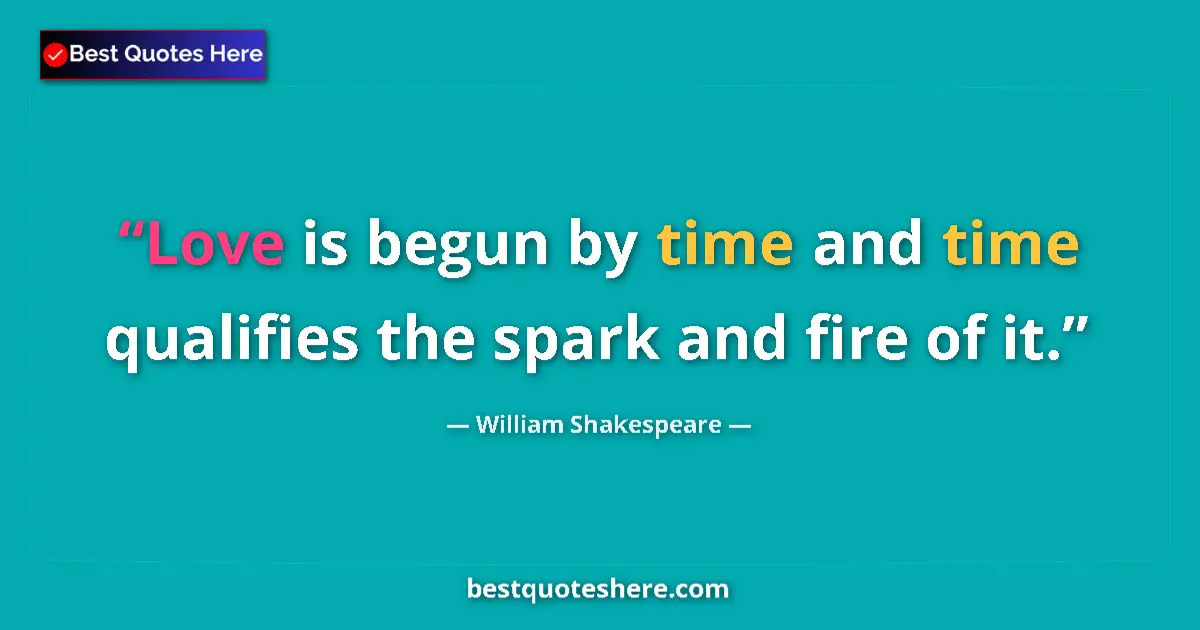 Quote by William Shakespeare: Love is begun by time and time qualifies the spark